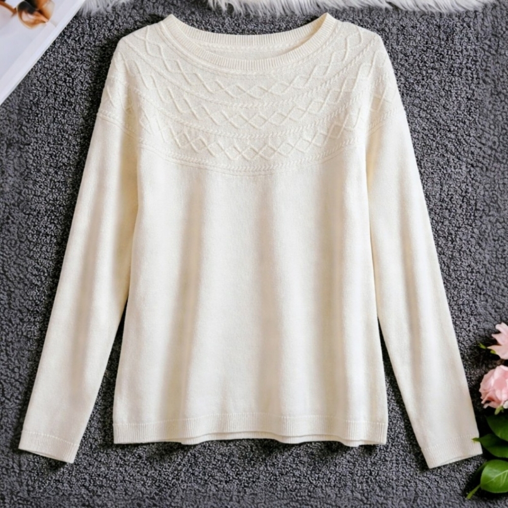 Talbots Ivory Sweater Crewneck PXL NWT Soft Classic